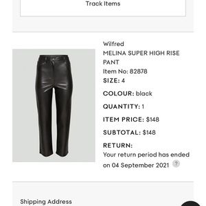 Aritzia Wilfred MELINA SUPER HIGH RISE PANT - size 4